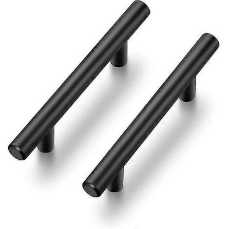 Lot de 10 poignées de cuisine noires pour placards, entraxe de 96 mm, acier inoxydable