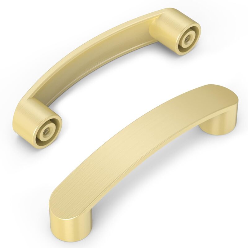 Lot de 10 poignées de meuble - 96 mm - Espacement des trous - En laiton - Pour armoires de cuisine, placards, tiroirs