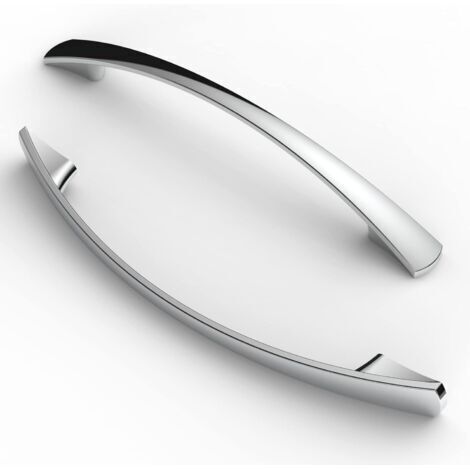 Lot de 10 poignées de meuble avec espacement des trous de 128 mm, pour placard, cuisine, tiroir, chrome