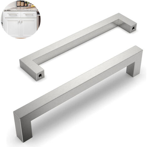 Lot de 10 poignées de meuble cuisine – Acier inoxydable – Entraxe 160mm – Longueur 172mm – Largeur 12mm – Projection 35mm