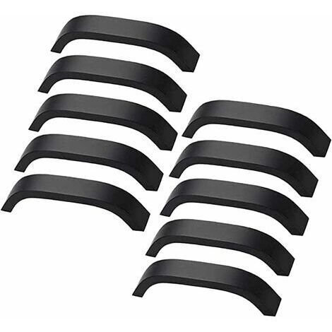 Lot de 10 Poignées de Meuble Cuisine Noires  Poignées de Placard Porte Cuisine Meuble Placard Entraxe 128mm