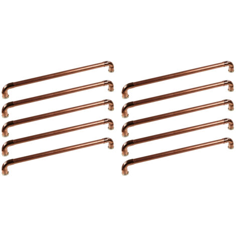 Lot de 10 Poignées de meuble cuivre "Industriel" - Entraxe 330 mm - Ø14 mm - Arcanaute