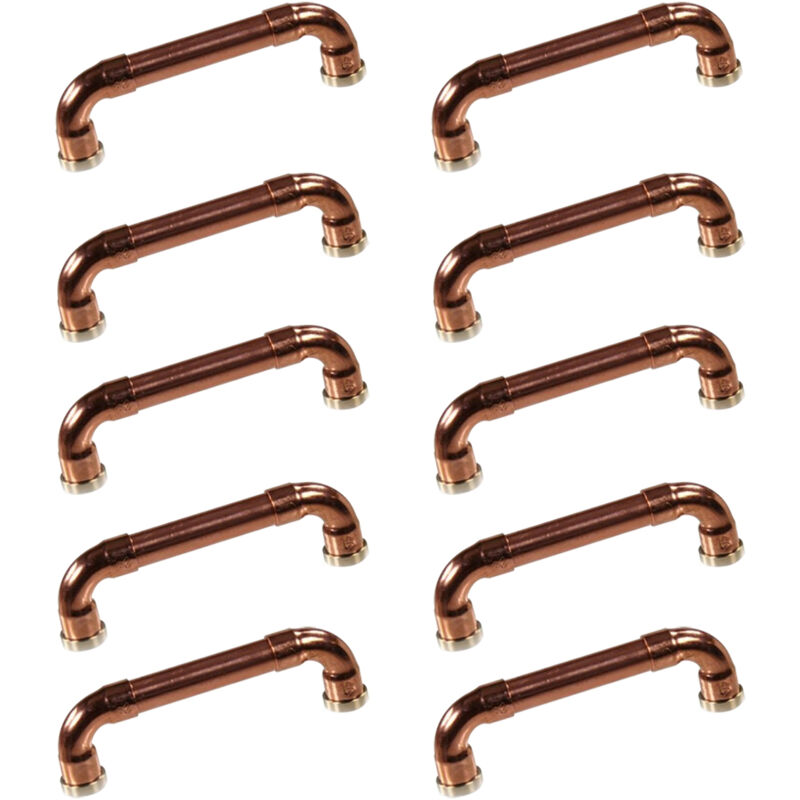 Lot de 10 Poignées de meuble cuivre 'Industriel' - Entraxe 96mm Ø12 Arcanaute