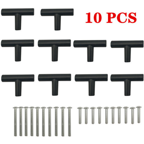 Lot de 10 poignées de meuble de 5 cm (2 pouces) en alliage d'aluminium noir mat.