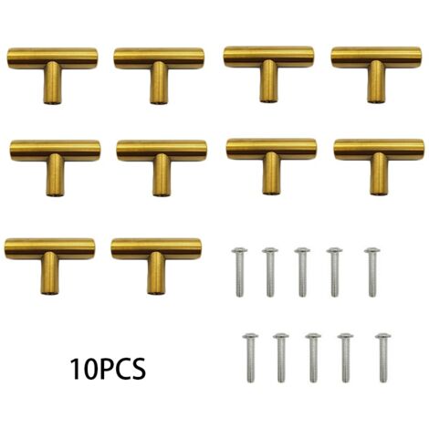 Lot de 10 poignées de meuble de 5 cm (2 pouces) en laiton brossé et acier inoxydable K