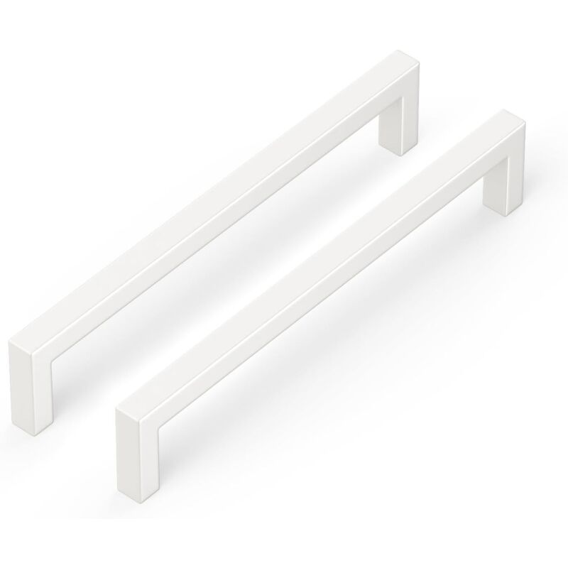 Lot de 10 poignées de meuble de cuisine carrées en acier inoxydable, blanches, 128 mm