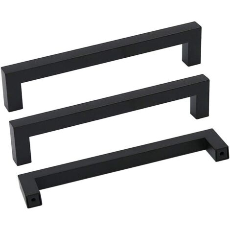 Lot de 10 Poignées de Meuble en Acier Inoxydable de 160 mm Poignées de Tiroir Style Moderne pour Commode Armoire Porte Noir