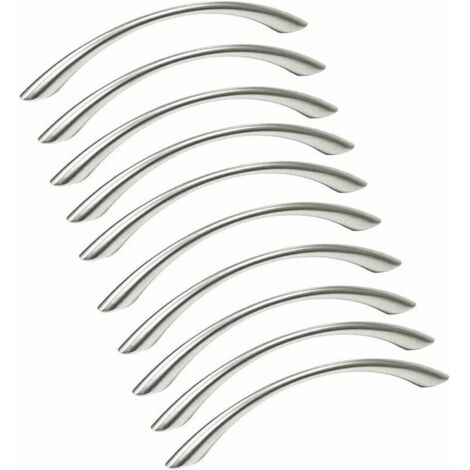 Lot de 10 poignées de meuble en acier inoxydable – Finition nickel brossé – Entraxe 128mm – Pour placards et tiroirs