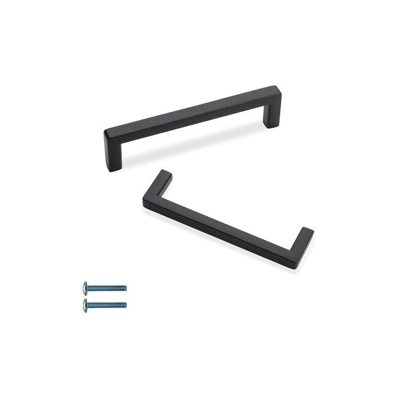 Lot de 10 poignées de meuble en acier inoxydable, poignées de porte d'armoire carrées creuses avec vis noires - espacement des trous 160 mm