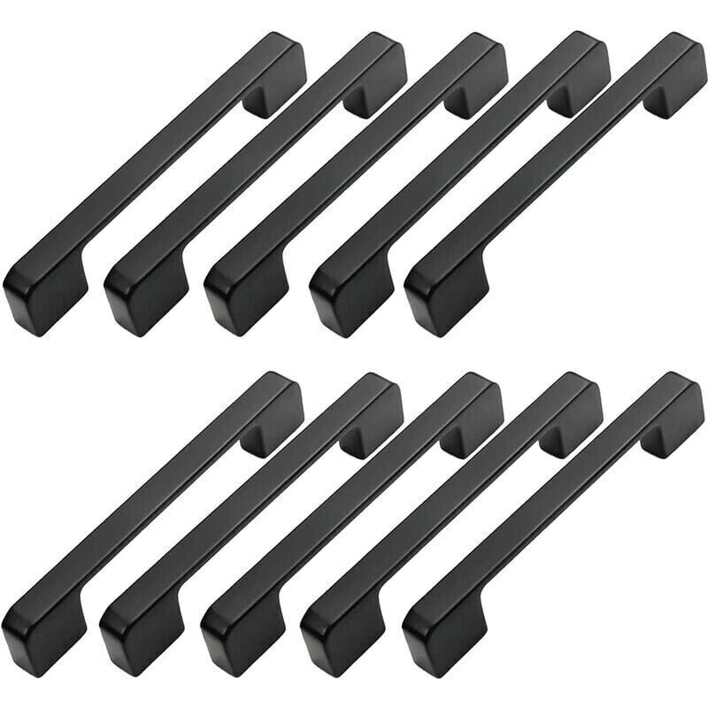 Lot de 10 poignées de meuble en aluminium – Entraxe 96mm – Finition noire – Pour placards et tiroirs modernes - 96mm-Poign