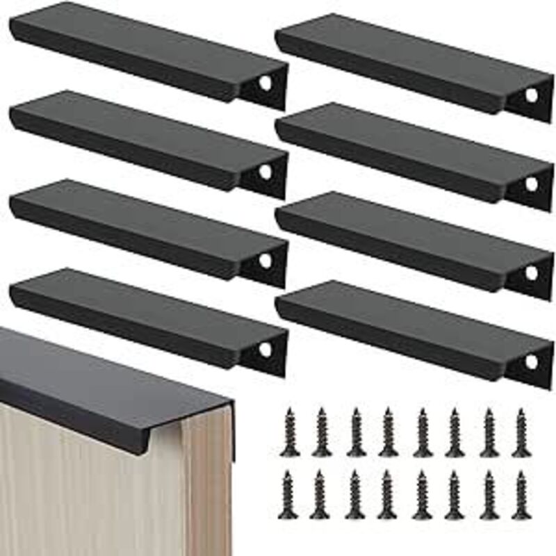 Lot de 10 poignées de meuble - En aluminium - Pour tiroir, armoire, meubles, cuisine, décoration de la maison - Avec vis - Noir -15 cm