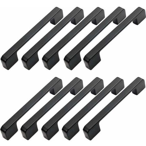 Lot de 10 poignées de meuble, entraxe 160 mm - Poignée de porte de cuisine noire, poignée de barre, poignée de cuisine noire 160 mm