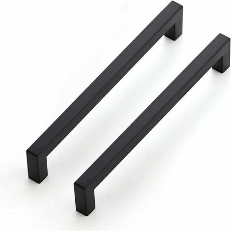 Lot de 10 Poignées de Meuble Noires 192 mm pour Armoires et Tiroirs en Acier Inoxydable