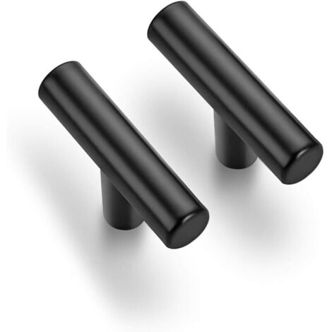 Lot de 10 poignées de placard de 5 cm de long en acier inoxydable noir mat pour tiroir de cuisine