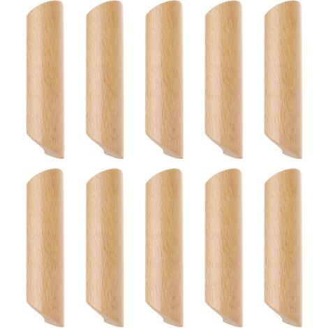 Lot de 10 Poignées de Placard en Bois Forme Éventail Poignée pour Meuble Tiroir avec Vis Entraxe 160mm