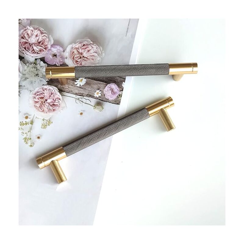 Lot de 10 poignées de placard modernes dorées avec espacement des trous de 128 mm, poignées de porte de cuisine vintage pour armoire de cuisine,