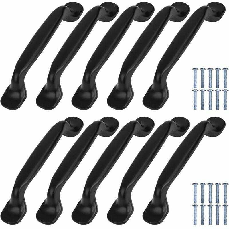 Lot de 10 poignées de porte d'armoires de cuisine noir trou de poignée de meubles centre 96 mm