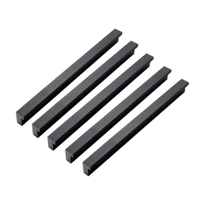 Lot de 10 poignées de porte de placard en alliage d'aluminium noir moderne pour tiroirs et meubles, trou central 192 mm - Lntyq