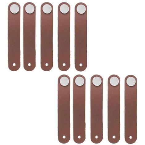 Lot de 10 poignées de porte de tiroir rétro en cuir, à un trou, pour armoire, penderie, porte-documents, valise, cave à vin, boîte en bois, coffret cadeau, boîte à chaussures, accessoires de meubles (