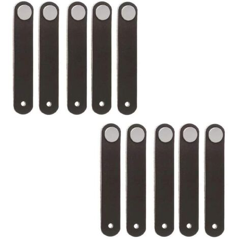 Lot de 10 poignées de porte de tiroir rétro en cuir noir, à un seul trou, pour armoire, penderie, porte-documents, valise, cave à vin, boîte en bois, coffret cadeau, boîte à chaussures, accessoires de