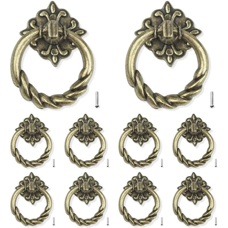 Lot de 10 poignées de porte et tiroir, en bronze, pour meubles de cuisine, portes de tiroirs et armoires, vis de montage arrière