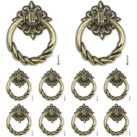 Lot de 10 poignées de porte et tiroir, en bronze, pour meubles de cuisine, portes de tiroirs et armoires, vis de montage arrière