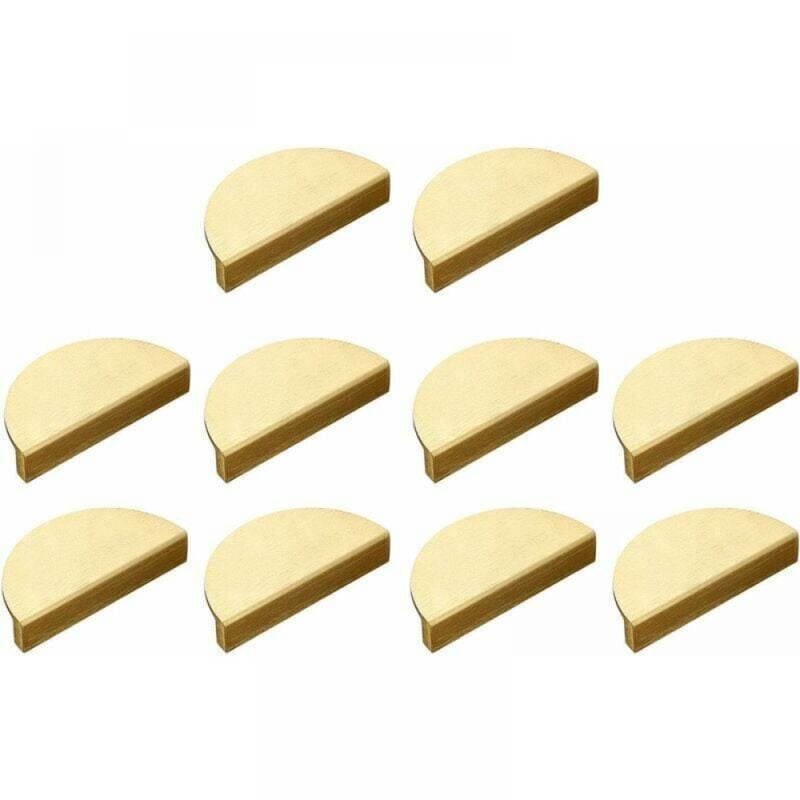 Lot de 10 poignées de tiroir ou d'armoire en forme de demi-lune en laiton brossé Doré 10 cm