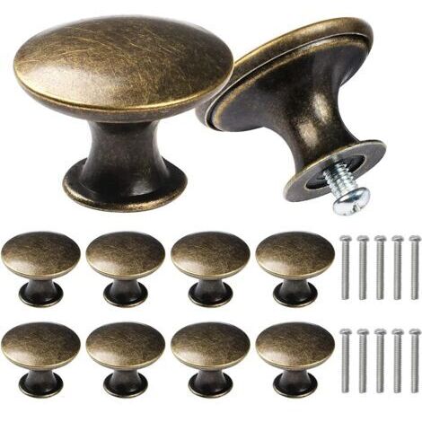 Lot de 10 poignées de tiroir rondes vintage rétro en métal demi-cercle pour porte de placard, tiroir de placard Bronze antique