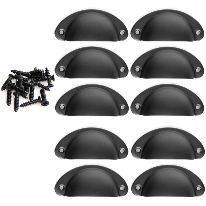 Lot de 10 Poignées de Tiroir Vintage Poignées de Meubles Coquilles Boutons de Porte Metal Noir Lot de 10 Poignées de Tiroir Vintage Poignées de Meubles Coquilles Boutons de Porte Metal Noir