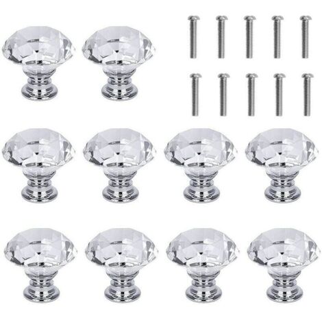 Lot de 10 poignées de vitrine, losange, 3 cm, blanc
