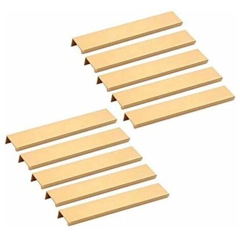 Lot de 10 poignées invisibles pour meuble – Entraxe 160mm – Alliage d'aluminium – Finition or – Pour tiroirs et armoires modernes - 160MM--