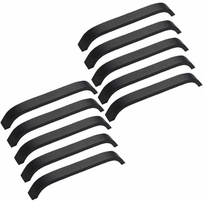 Lot de 10 Poignées Noir de Meubles Moderne 160mm Poignées pour Porte Placard Armoire avec Vis