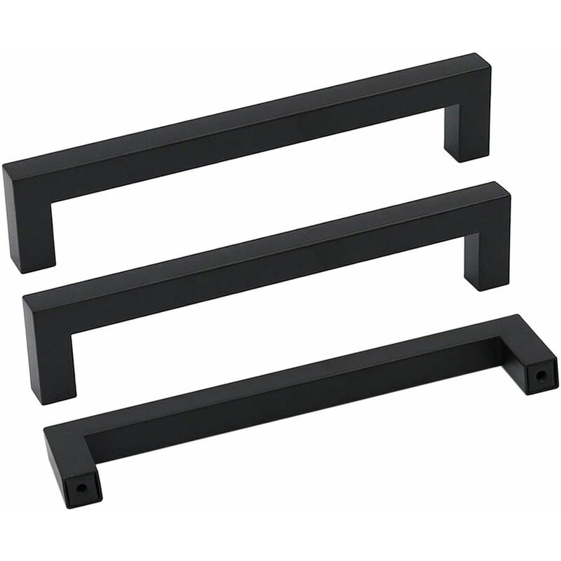 Lot de 10 Poignées de Meuble en Acier Inoxydable de 160 mm Poignées de Tiroir Style Moderne pour Commode Armoire Porte Noir