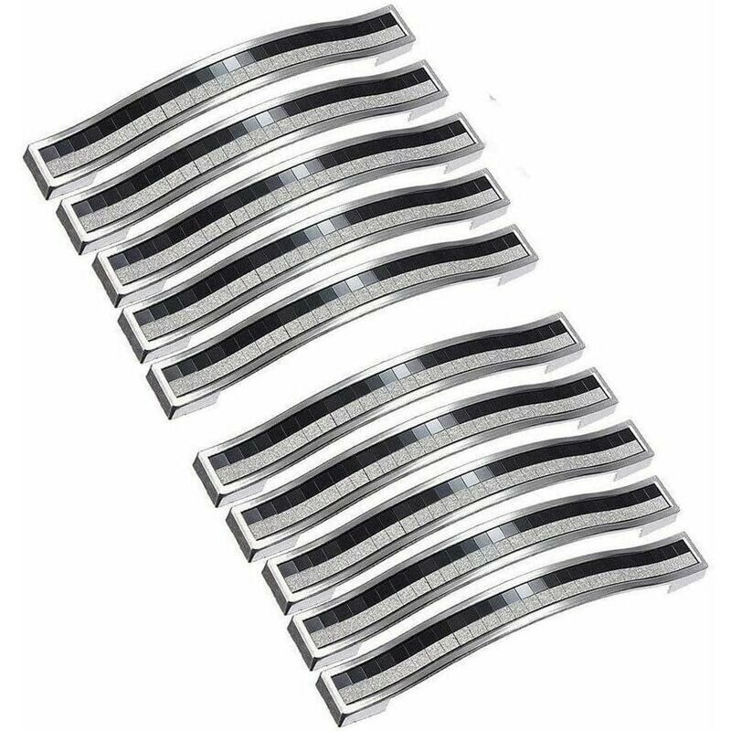 Lot de 10 poignées de placard en cristal brillant avec strass -Poignées de Meuble noir poignee de meuble cuisine Entraxe 96mm