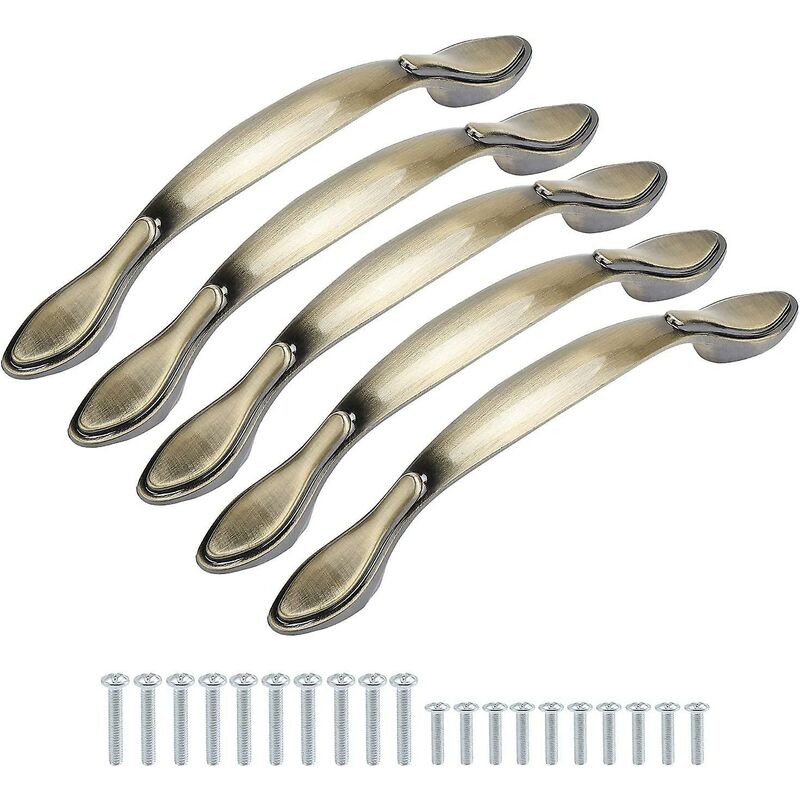 Lot de 10 poignées de porte de meuble en forme d'arche 13cm de long (trou central 9.7cm) vert bronze 96mm