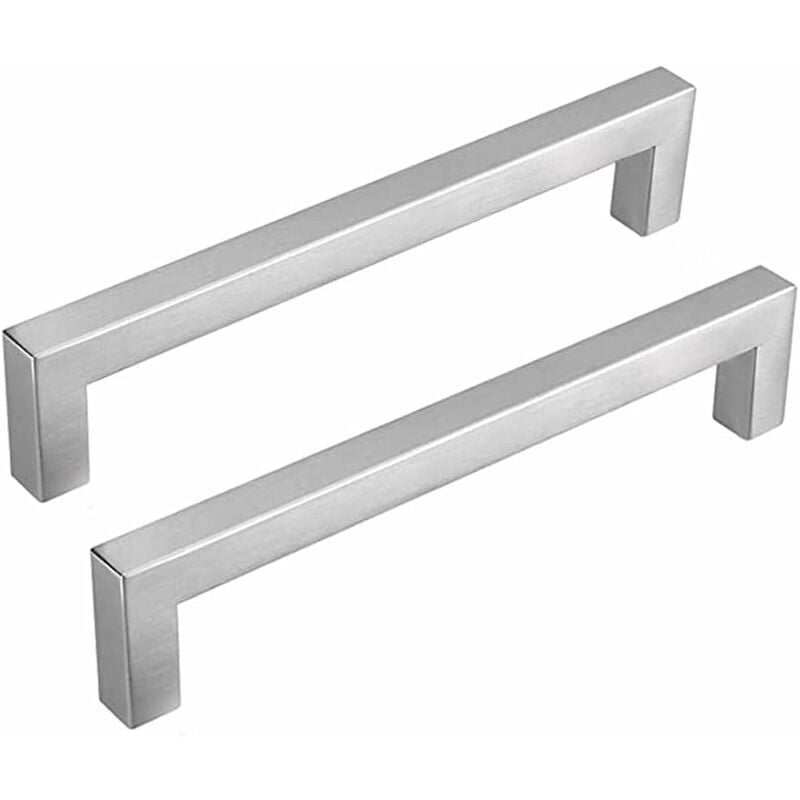 Lot de 10 Poignées Meuble Cuisine Inox Poignées Placard Cuisine -LSJ12BSS128 Poignées Cuisine Argenté Nickel Brossé en Acier Inoxydable Entraxe 128mm