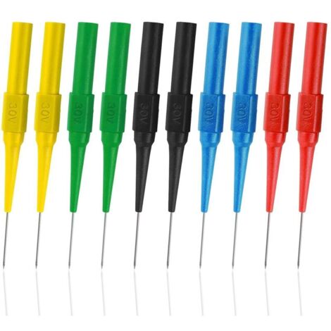 Lot de 10 Pointes de Mesure pour Multimètre - Sonde de Test 0,7 mm - Isolation - Aiguille - Fiche Banane - Sonde Amovible - Pour Mesure Professionnelle
