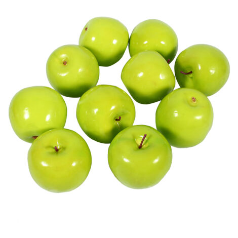 Lot de 10 pommes vertes artificielles, réalistes, pour la décoration de la cuisine et de la maison.