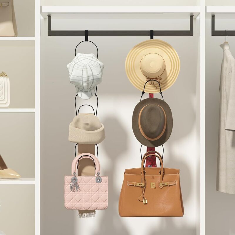 Lot de 10 porte-chapeaux, organisateur de placard, support de rangement pour casquettes de baseball, foulards, sacs à main, serviettes, vêtements,