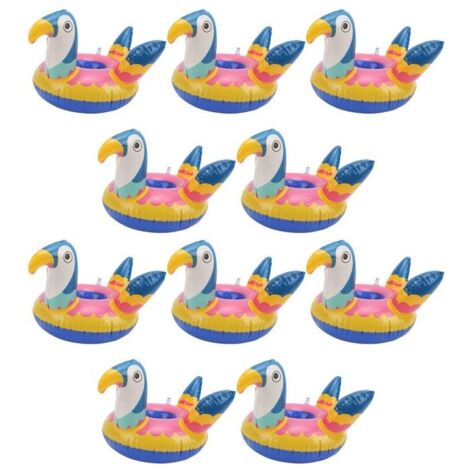 Lot de 10 porte-gobelets gonflables portables en forme d'oiseau mignon pour piscine, décoration flottante