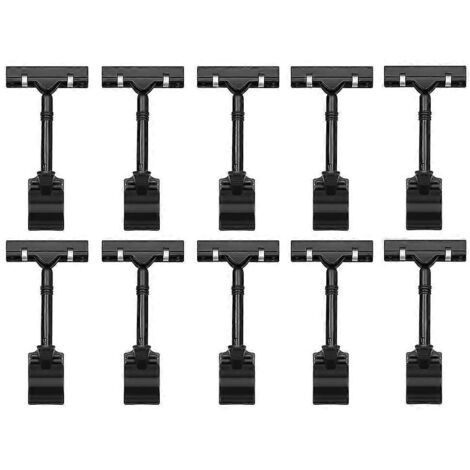 Lot de 10 porte-panneaux en plastique réglables, à double tête et fixation par pince.