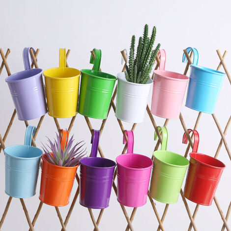 Lot de 10 pots de fleurs en métal à suspendre pour balcon, jardin, décoration d'intérieur
