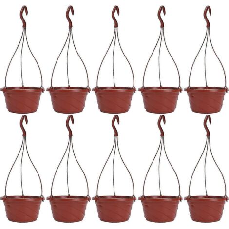 Lot de 10 pots de fleurs suspendus en plastique à arrosage automatique pour plantes d'intérieur et d'extérieur (rouge)