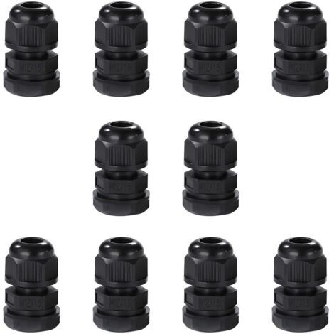 Lot de 10 Presse-étoupes M12 étanche IP68 Connecteurs de Câble Étanches en Nylon avec écrou de Blocage et Rondelle pour Câble de 3mm à 6,5mm. (M12)