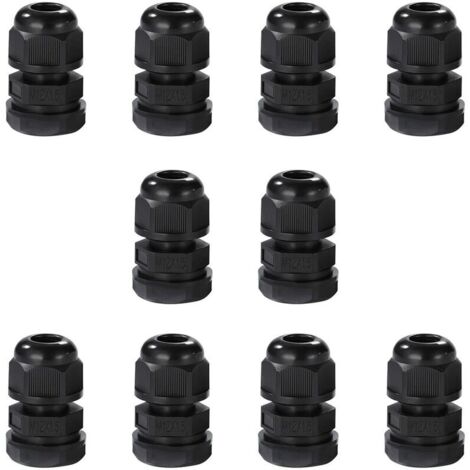Lot de 10 Presse-étoupes M12 étanche IP68 Connecteurs de Câble Étanches en Nylon avec écrou de Blocage et Rondelle pour Câble de 3mm à 6,5mm. (M12)