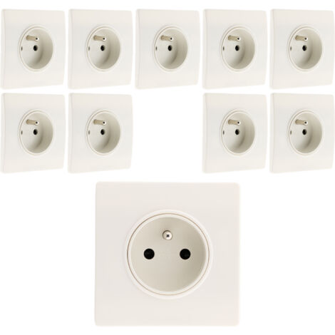 Lot de 10 prises 2P+T 16A borne-auto – Prises pour installation électrique – Indice de protection IP20 – Pour usage intérieur – Diwone