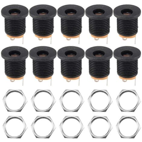 Lot de 10 prises d'alimentation femelles CC à 3 bornes à souder, 2,1 mm x 5,5 mm