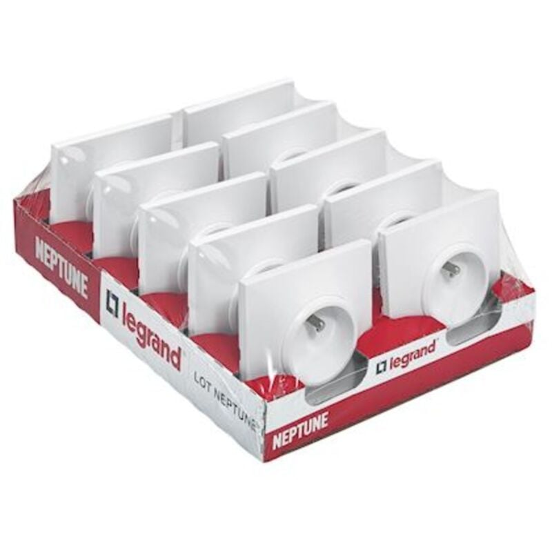Legrand - Lot de 10 prises de courant 2P+T 16A complet - Neptune - Blanc