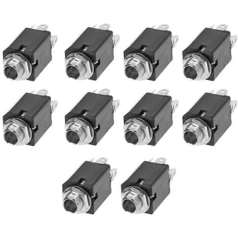 Lot de 10 prises jack 6,35 mm PJ-612 à 3 broches avec écrou à vis