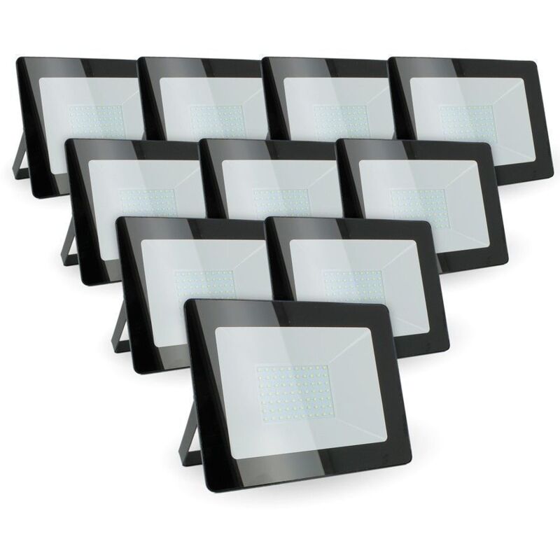 Lot de 10 projecteurs led 50W IP65 extérieur Température de Couleur: Blanc Chaud 3000K